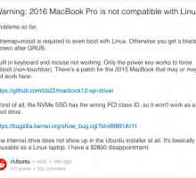 Macbook pro 2016 несумісний з linux